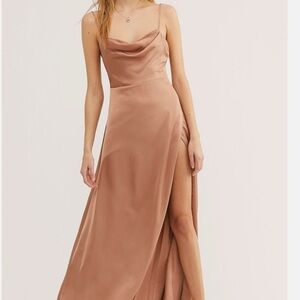 Fame and Partners Bronze/Tan/light goldish midi dress